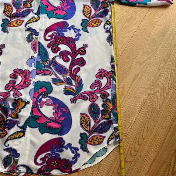 Johnny Was White Paisley Dress with Pink, Purple, Teal and Yellow - Picture 14 of 16